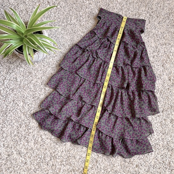 Women's Ruffled Floral Halter Top, Purple/Green, S - Picture 4 of 9